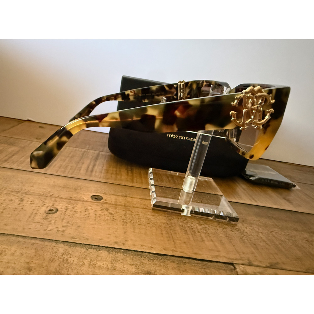 Roberto Cavalli SRC016 0AGG Sunglasses Women's Tortoise Oversized Square Italy - Picture 4 of 11